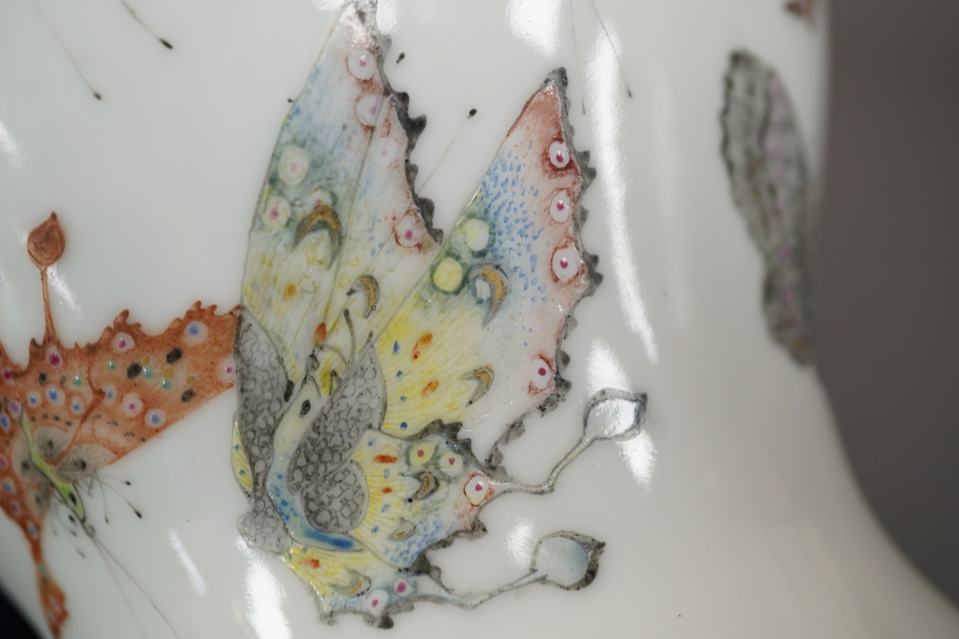 A Chinese enamelled porcelain ‘Hundred Butterfly’ vase, Qianlong mark, Republic period